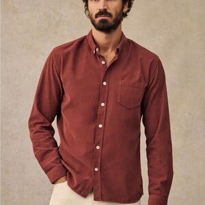 Men's Casual Brick Red Button-Down Shirt